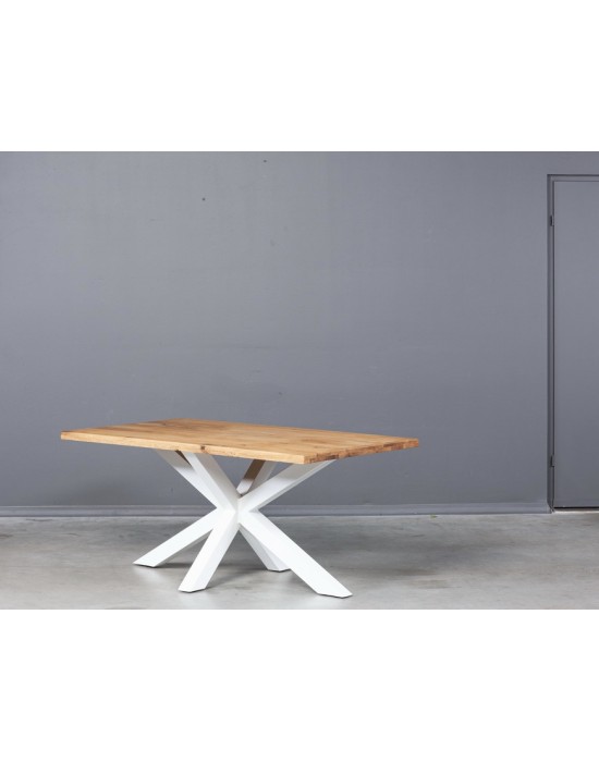MODERNA WHITE160 industrinio stiliaus ąžuolinis stalas