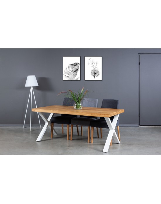 X WHITE industrinio stiliaus ąžuolinis stalas