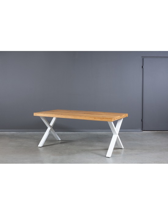 X WHITE 200X100 industrinio stiliaus ąžuolinis stalas