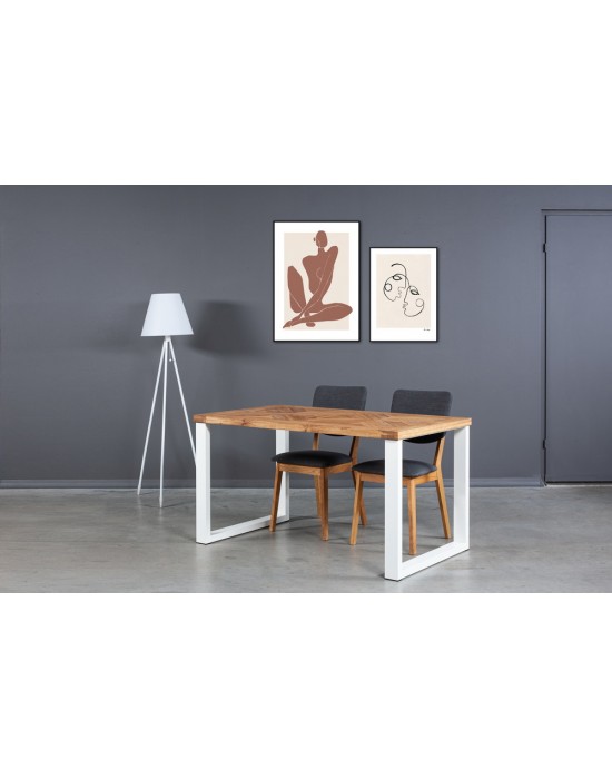 MOZAIKA BERGAMO WHITE 140x80 industrinio stiliaus ąžuolinis stalas