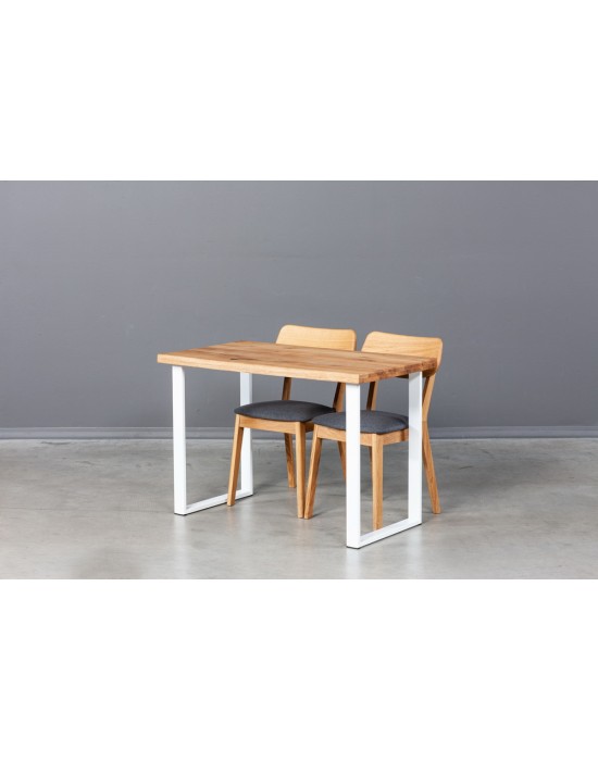 BERGAMO WHITE S 110X60 oak table with metal legs