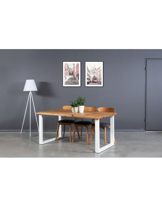 BERGAMO WHITE  industrinio stiliaus ąžuolinis stalas