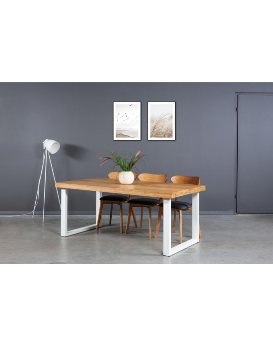 BERGAMO WHITE  industrinio stiliaus ąžuolinis stalas