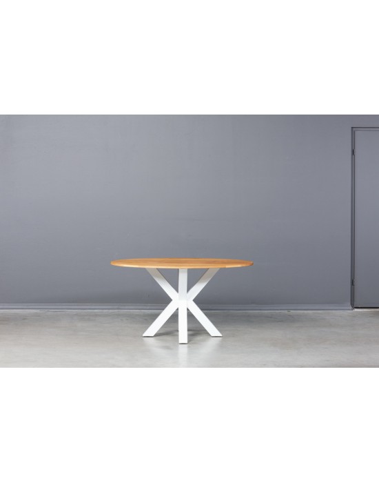 MODERNA ELIPSE WHITE 140X90 industrinio stiliaus ąžuolinis stalas