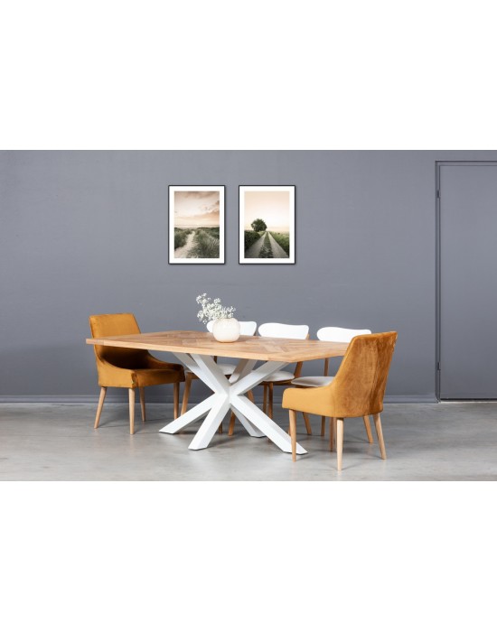 MOZAIKA MODERNA WHITE 200X100 industrinio stiliaus ąžuolinis stalas