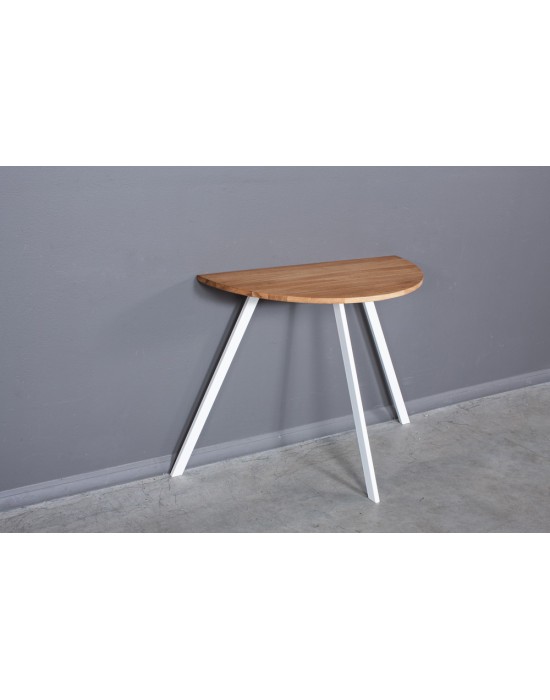 MOON TORI WHITE 110x55 oak side table with metal legs