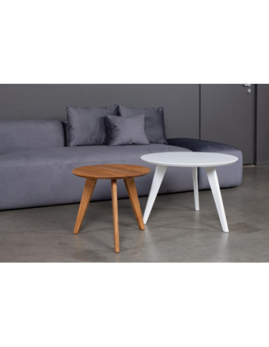 DANTĖ WHITE Ø70 2in1 Ø50 oak, round coffee table, black legs