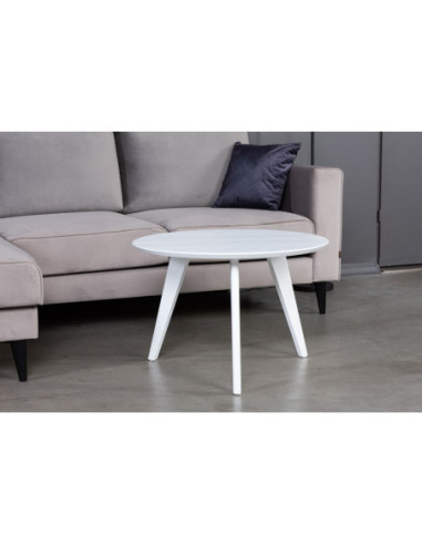 DANTĖ WHITE Ø70 cm oak round coffee table