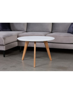 DANTĖ WHITE TOP Ø70 cm oak round coffee table