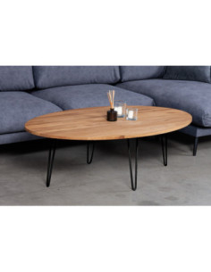 EASY ELLIPSE 140X90 oak oval coffee table with black legs