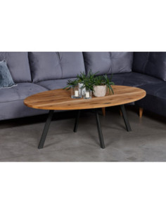 TORI ELIPSSE 140X90 oak oval coffee table with black legs