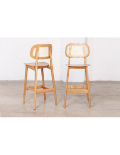 LULA CANE oak bar stool