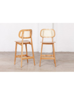 LULA CANE oak half-bar (66cm) chair