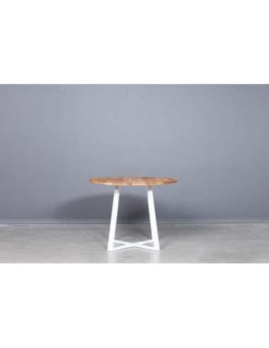 LOFT Ø100 round oak table with white legs