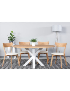 MODERNA OVAL 160x100 industrial style table with white legs