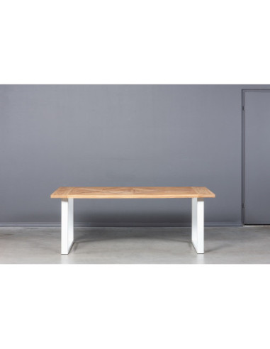 MOZAIKA BERGAMO WHITE 200X100 industrial style oak table