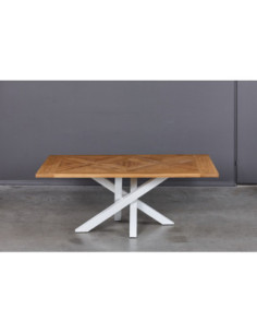 MOZAIKA X WHITE 200X100 industrial style oak table