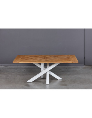 MOZAIKA X WHITE 200X100 industrial style oak table