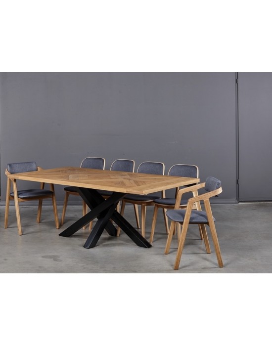 MOZAIKA X 200X100 industrinio stiliaus ąžuolinis stalas