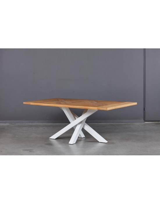 MOZAIKA X WHITE 200X100 industrinio stiliaus ąžuolinis stalas