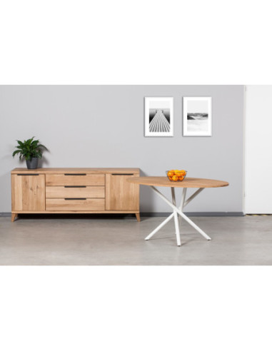 SPYDER ELIPSĖ WHITE 140x90 industrial style oak table