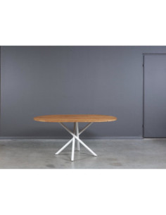 SPYDER OVAL WHITE 160x100 industrial style oak table