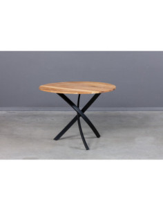 WAVE ROUND Ø80 industrial style oak table