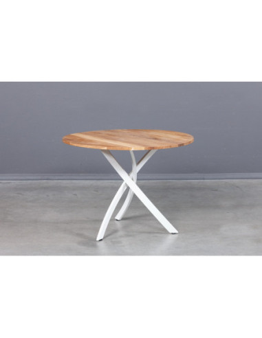 WAVE WHITE ROUND Ø90 industrial style oak table