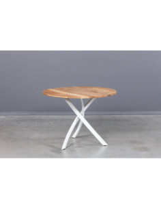 WAVE WHITE ROUND Ø100 industrial style oak table