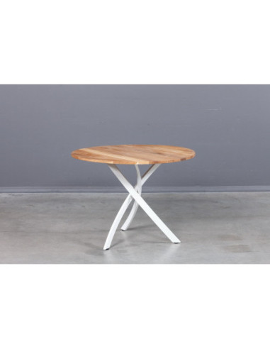 WAVE WHITE ROUND Ø100 industrial style oak table