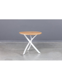 WAVE WHITE ROUND Ø80 industrial style oak table