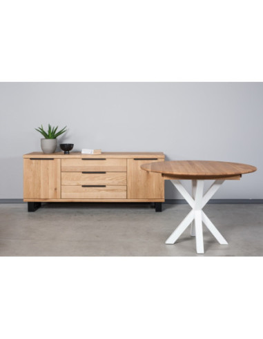 GENOVA MODERNA WHITE Ø110-153 round, extending, oak table