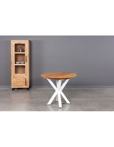 GENOVA MODERNA WHITE Ø90-128 round, extending, oak table