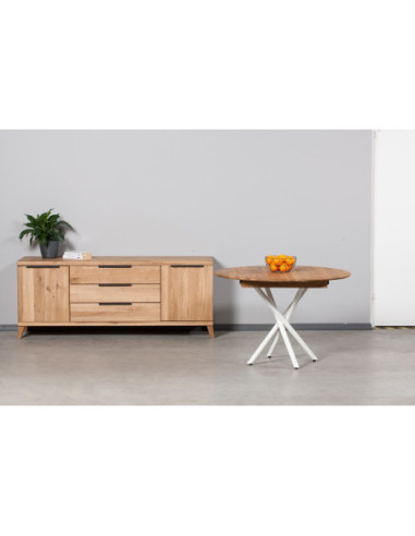 GENOVA SPYDER WHITE Ø110-150 round, extending, oak table