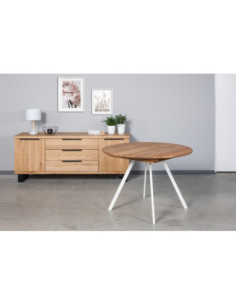 GENOVA TORI WHITE Ø110-153 round, extending, oak table