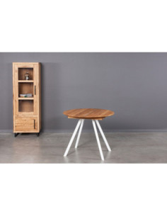 GENOVA TORI WHITE Ø90-128 round, extending, oak table