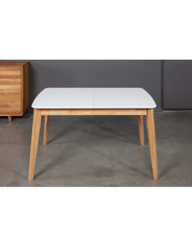 ISKU WHITE TOP 110-145X70 oak, extending table