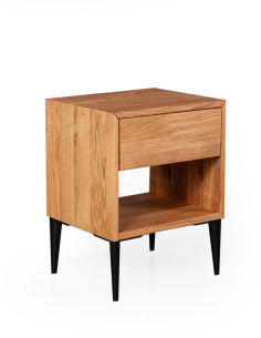 OAKY 39cm Oak bedside cabinet with metal legs - Sofalovakedestalas.lt