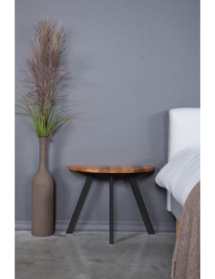 MOON TORI 70cm oak side table with black legs