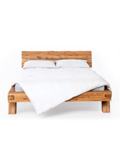 HENRI WILD OAK 140 oak bed, wavy headboard - Sofalovakedestalas.lt