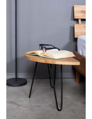 MOON EASY 50cm/60cm oak side table with black legs