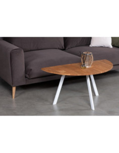 MOON TORI WHITE 90/100/110 cm oak side table with white legs