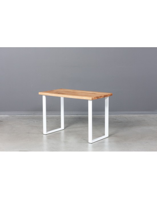 BERGAMO WHITE S 115X65 oak table with metal legs