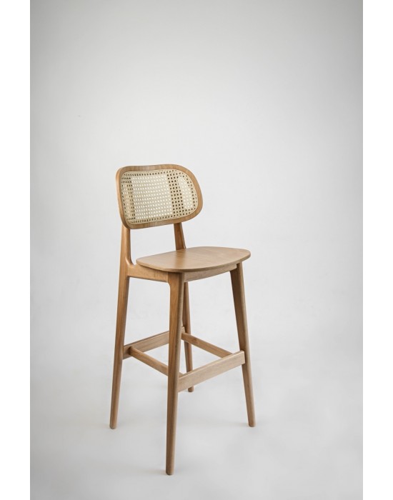 LULA  CANE (76cm) oak  bar chair