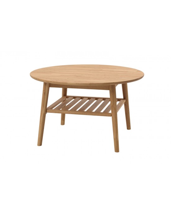 FUTURA Ø90 cm oak coffee table with shelf