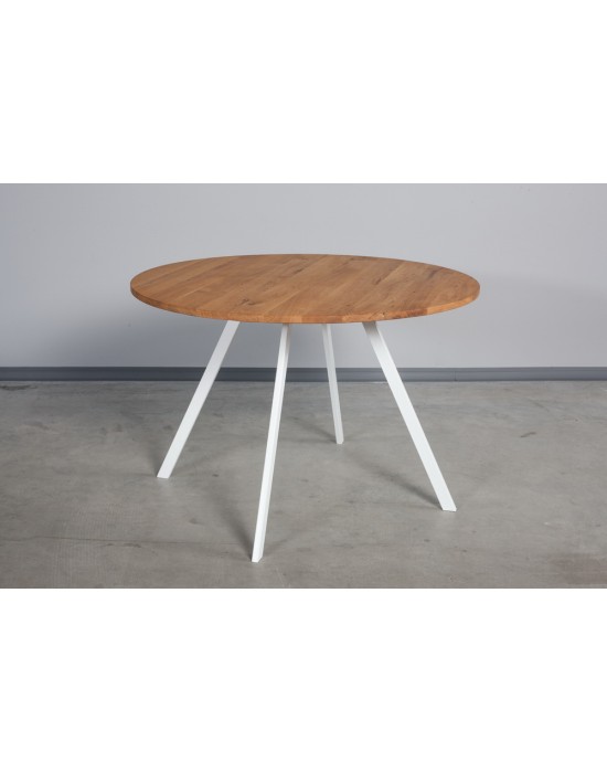 TORI WHITE Ø110 oak table with metal legs